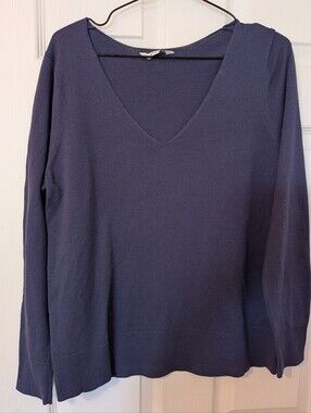 R Essentials V-Neck Sweater in Navy Blue